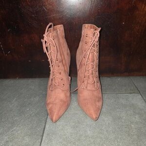 JustFab Women's Lace-Up Boots - Tan